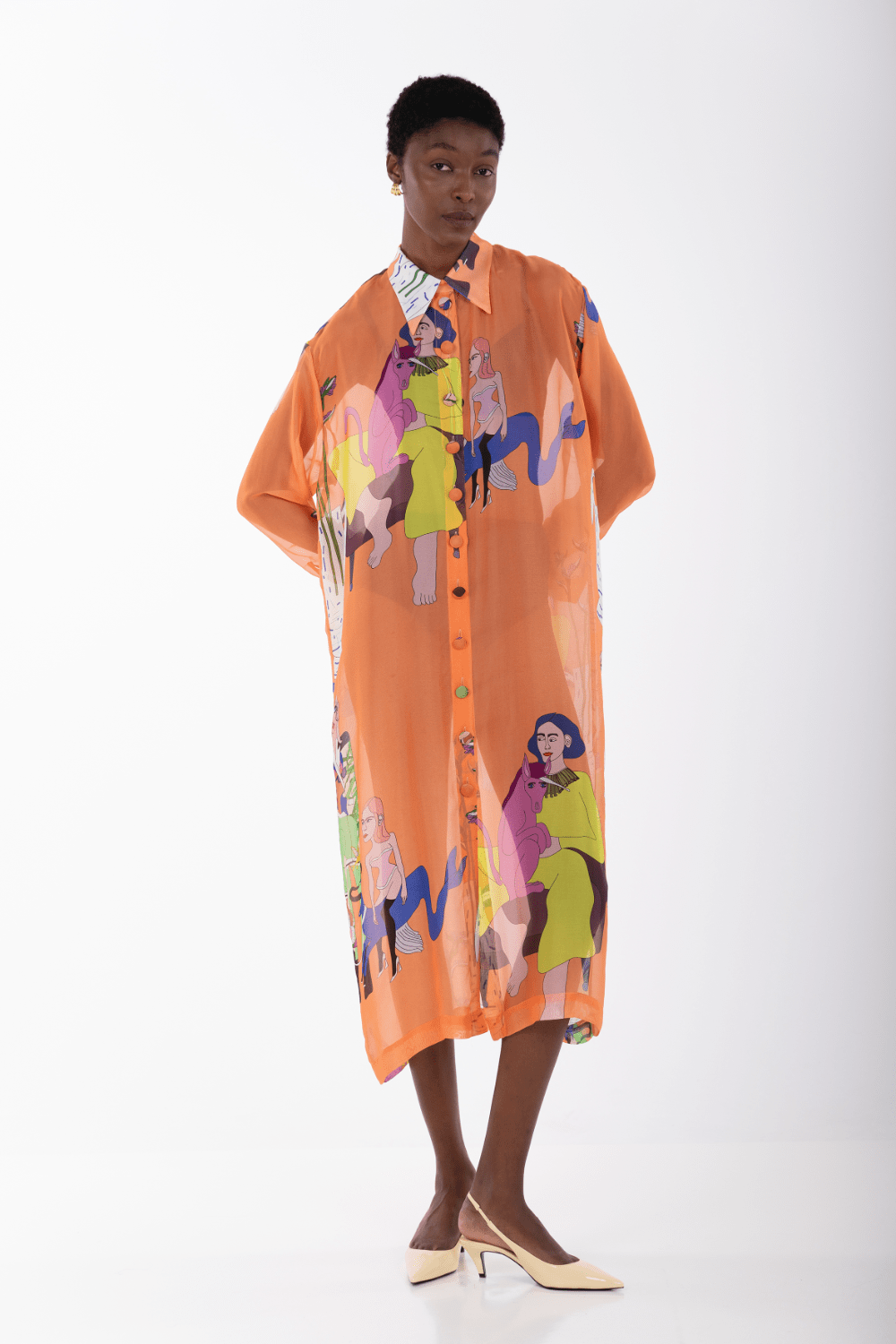 Aenao Stay Orange Shirtdress