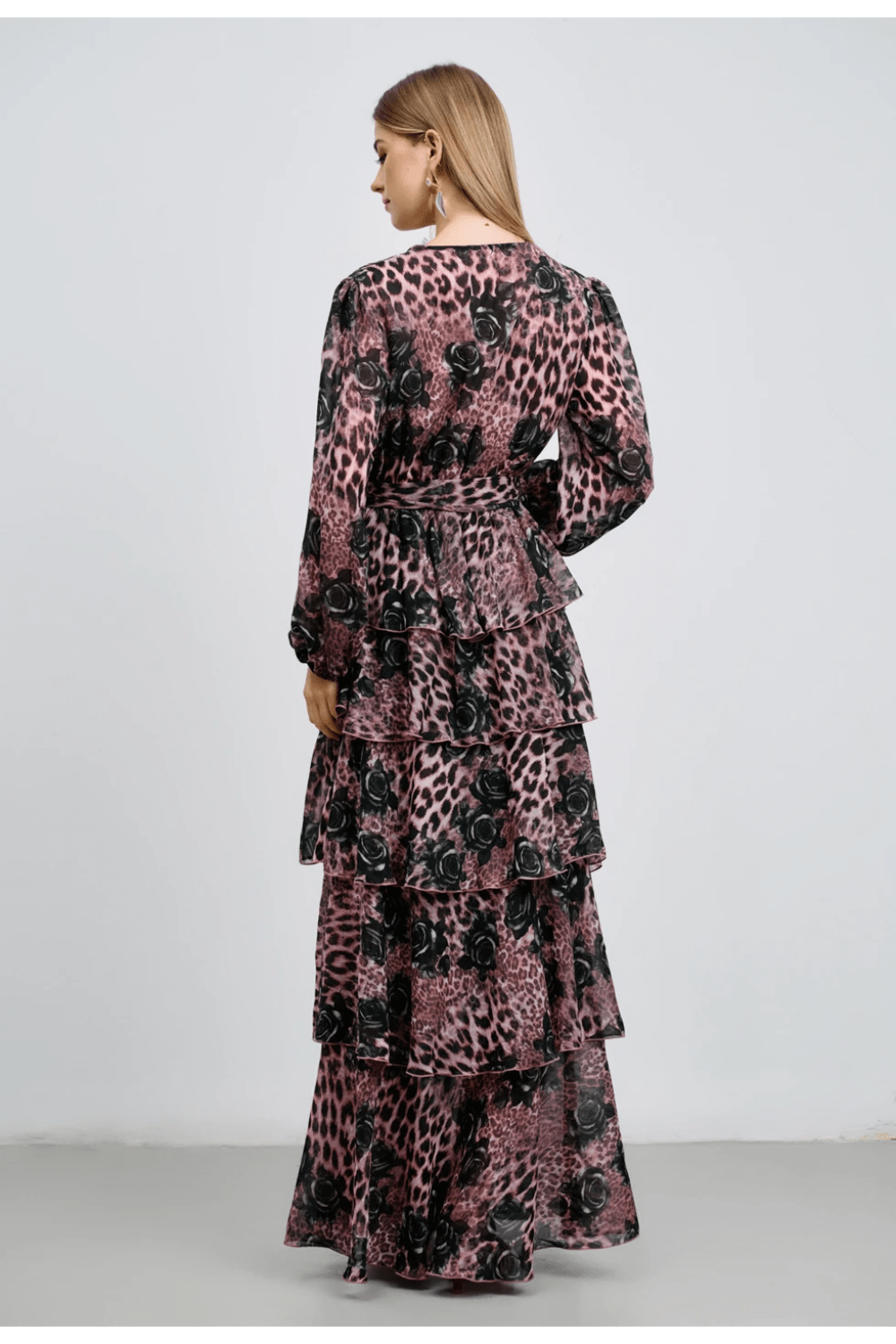 Desiree Μακρύ Φόρεμα με Βολάν Animal Print 08.43007