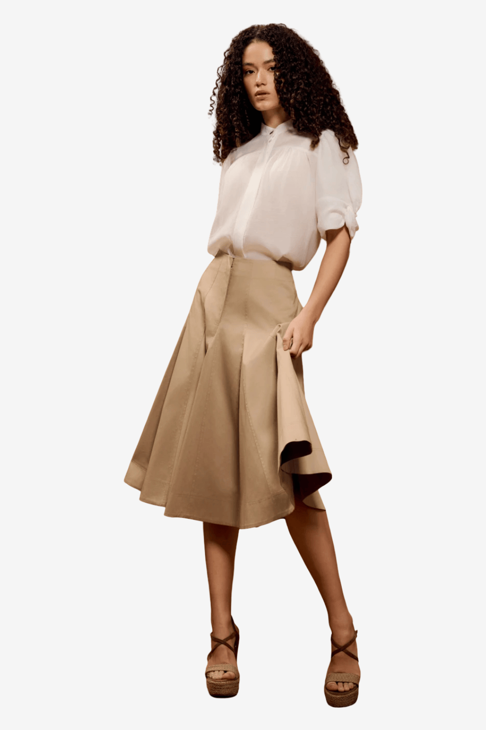 Desiree Midi High-Waisted Skirt Beige 02.44009