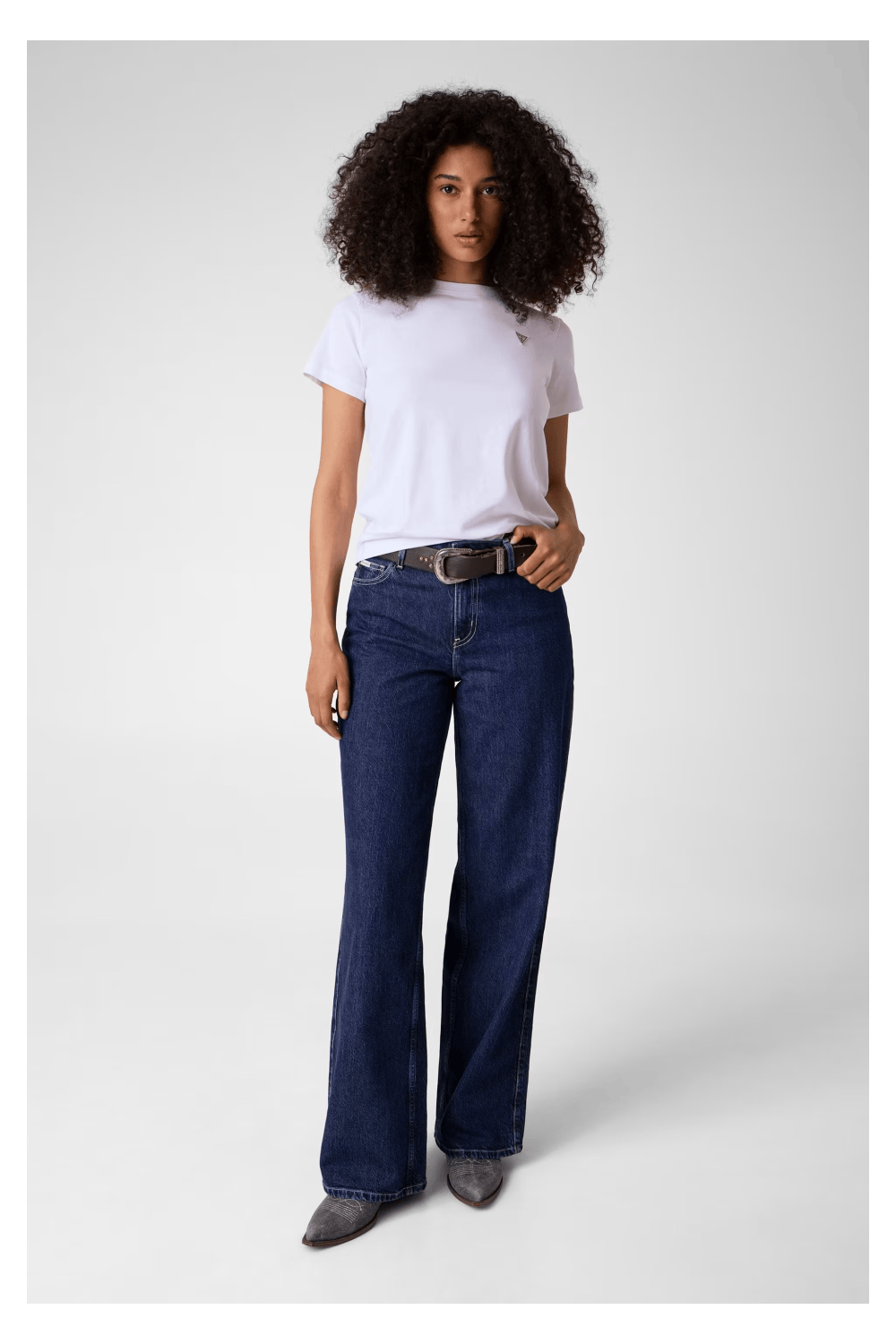Guess Jeans G11 Wide-leg Denim Trousers Dark Blue W6YA01D1178-GTEK