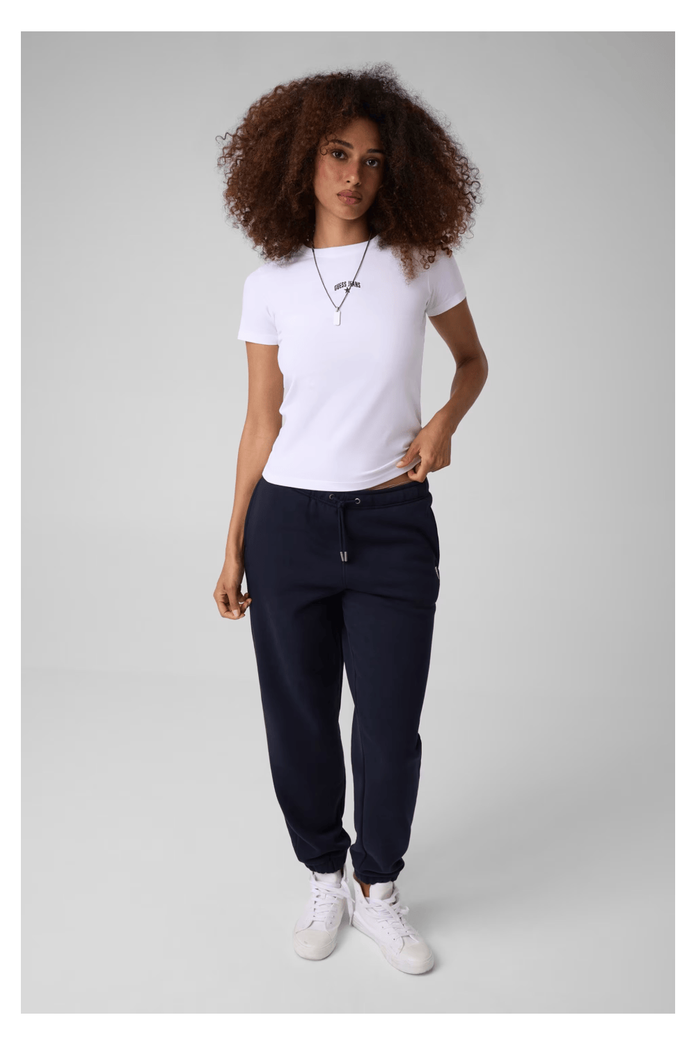 Guess Jeans Μπλούζα με Κεντημένο Λογότυπο Άσπρο W6YO51K4679-G011