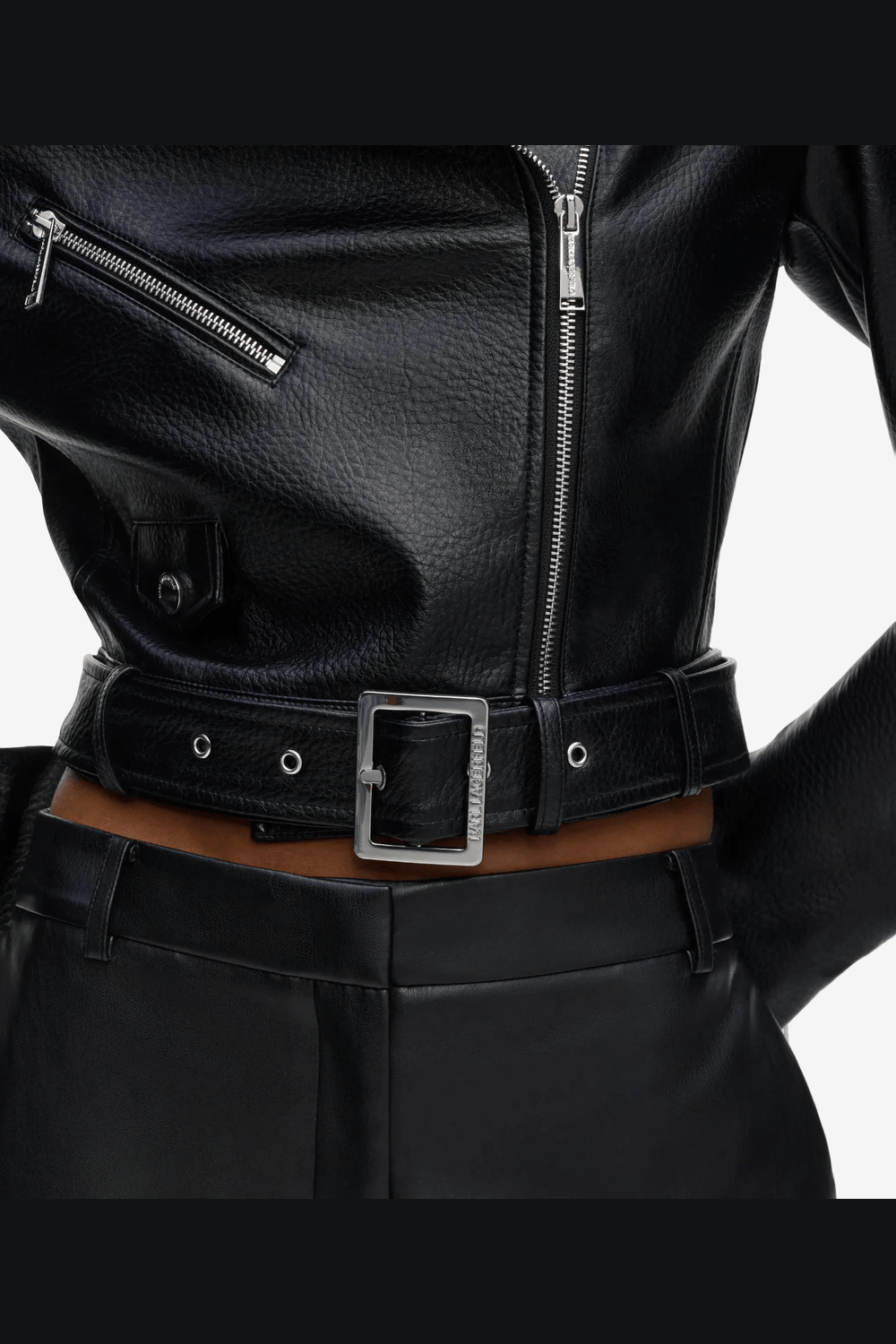 Karl Lagerfeld Faux-Leather Biker Jacket Black B3W14008 999