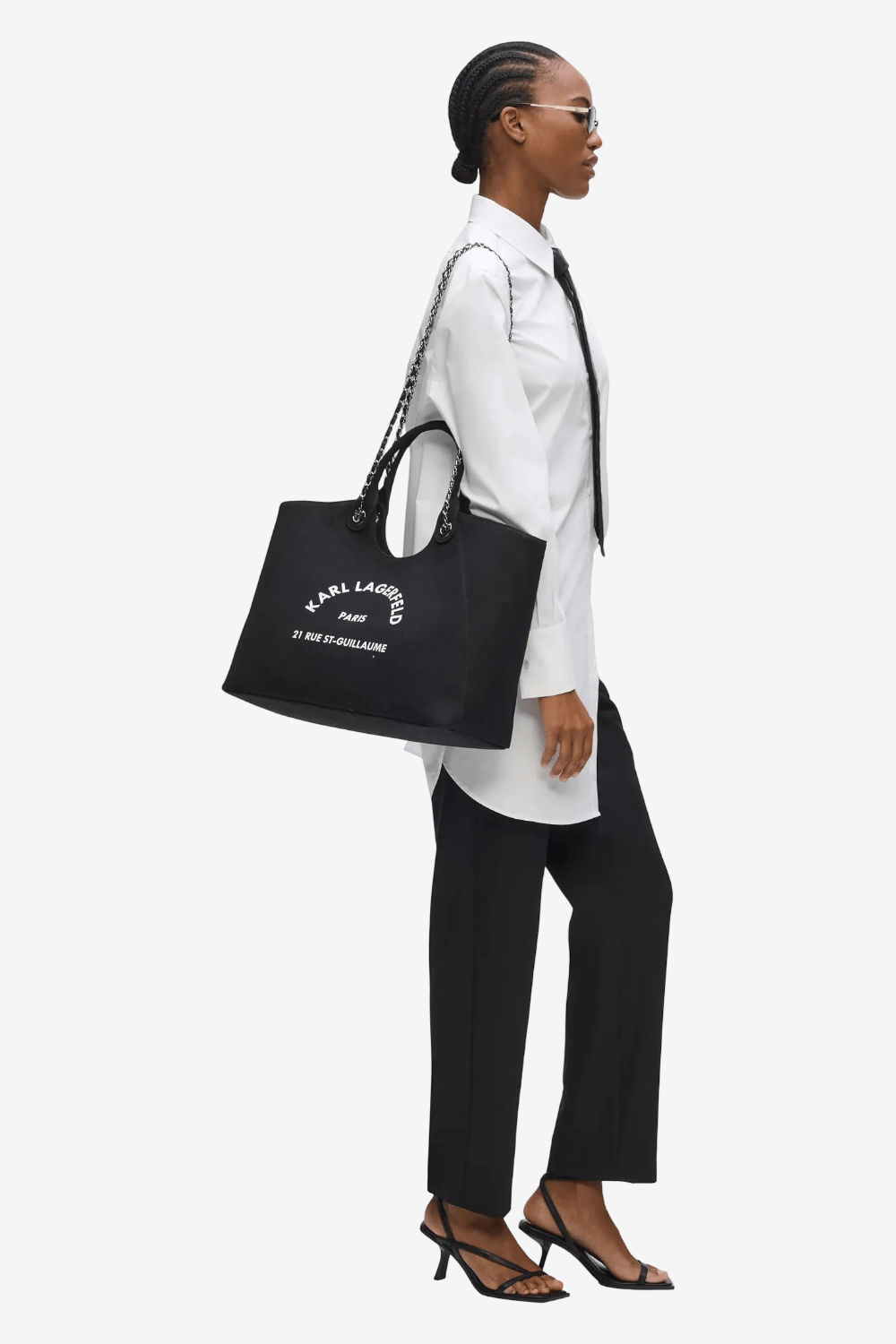 Karl Lagerfeld Exclusive Rue St-Guillaume Chain Shopper Bag Black B3W50068 999