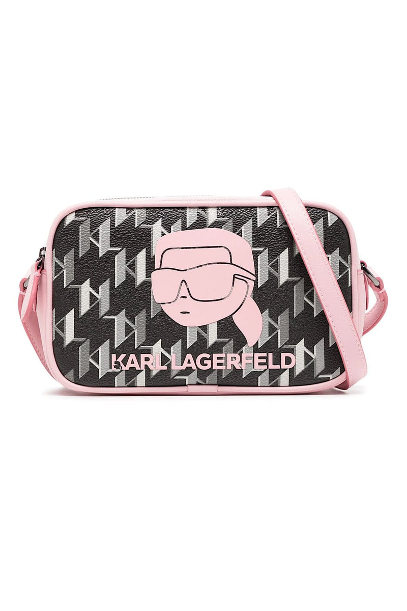 Karl Lagerfeld Logo-Print Crossbody Bag Black/Pink 235W3095