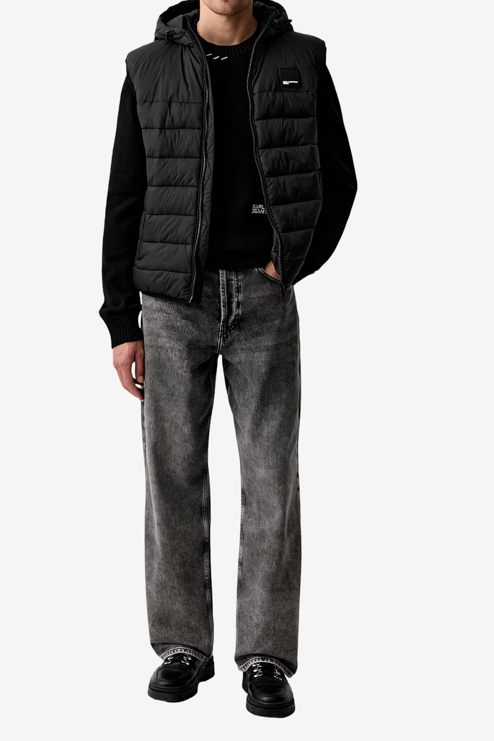 Karl Lagerfeld Jeans Αμάνικο Μπουφάν Μαύρο B3M15052