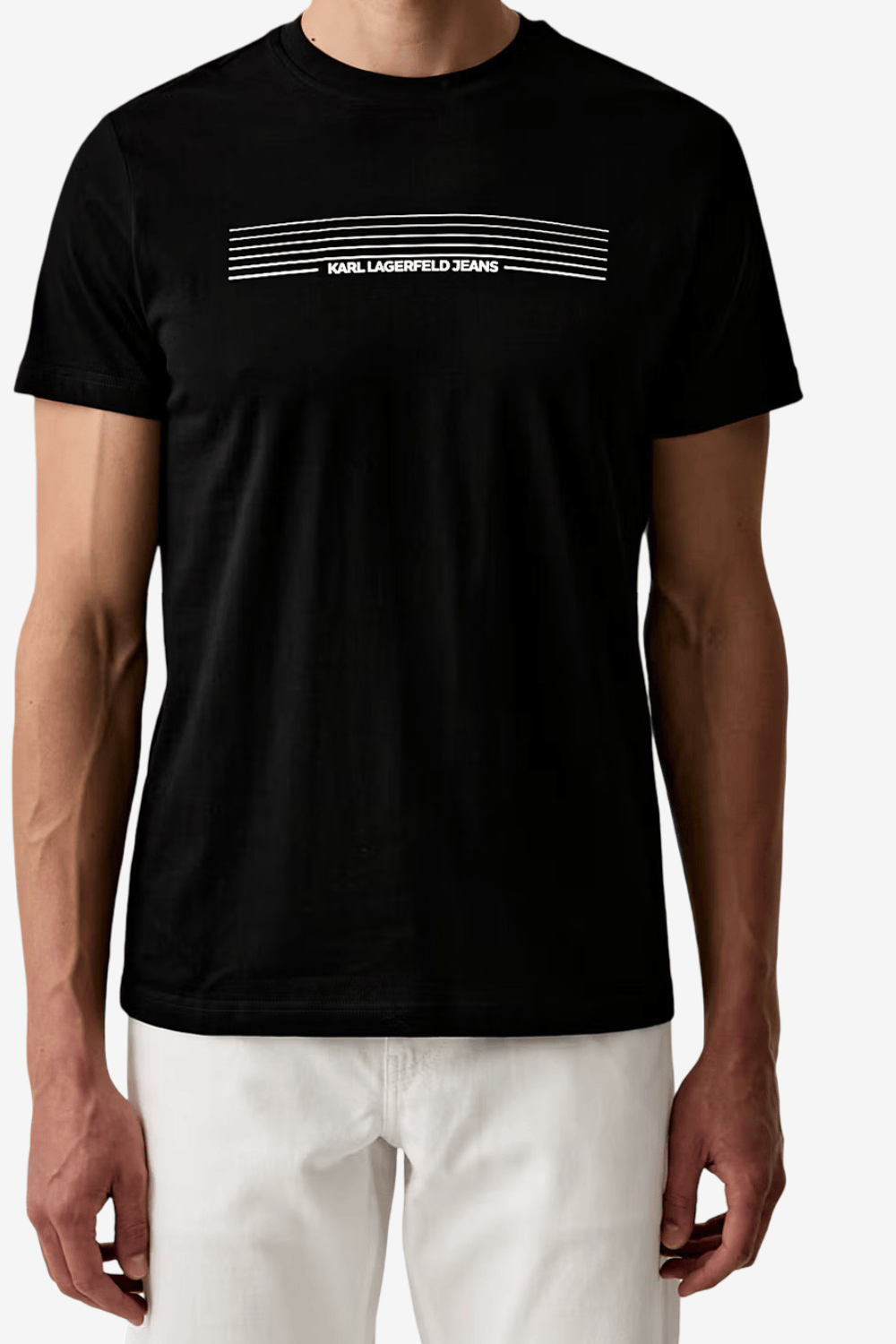Karl Lagerfeld Jeans Slim Striped Logo T-Shirt Μαύρο B3M17001