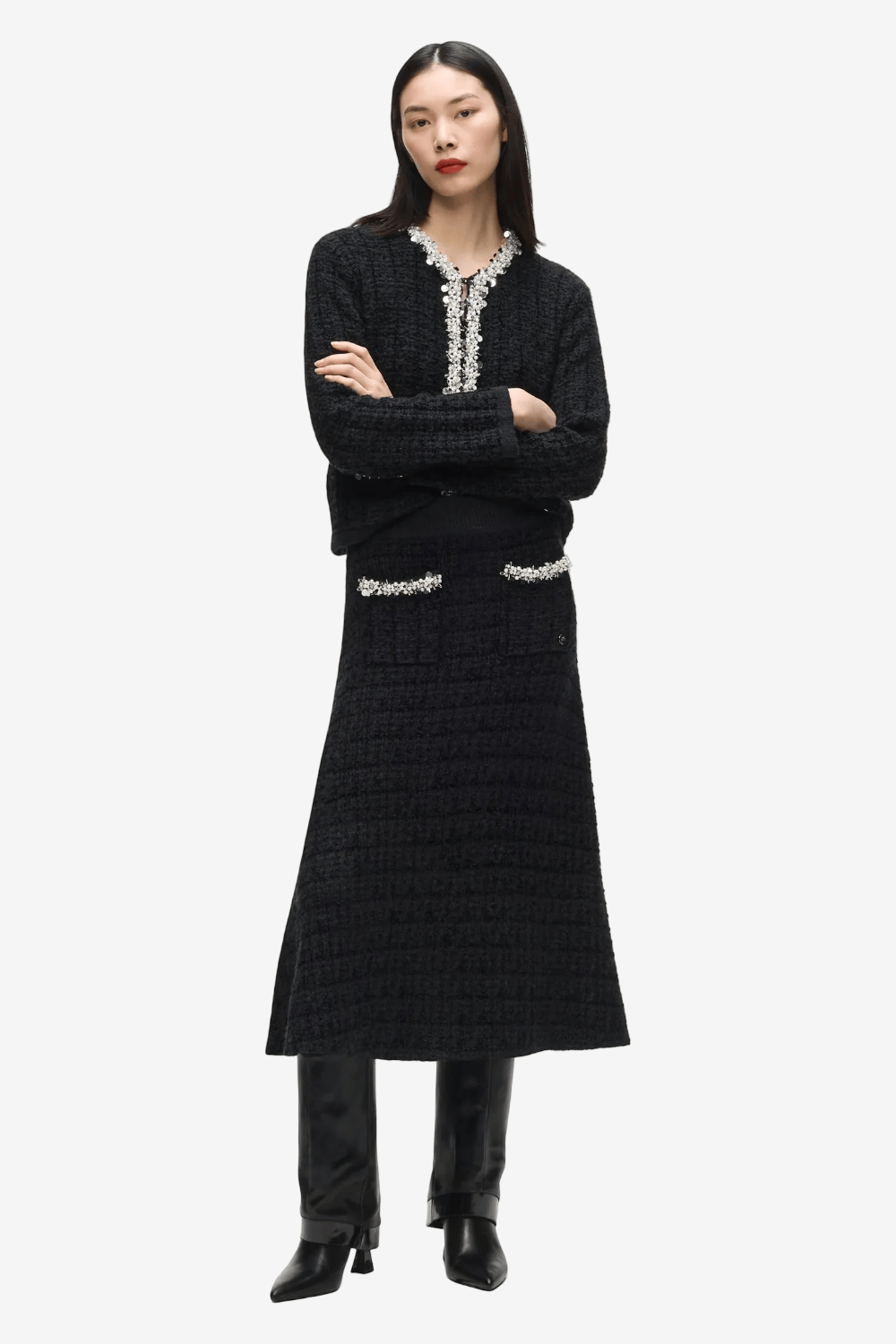 Karl Lagerfeld Embellished Πλεκτό Σύνολο B4W12017 999