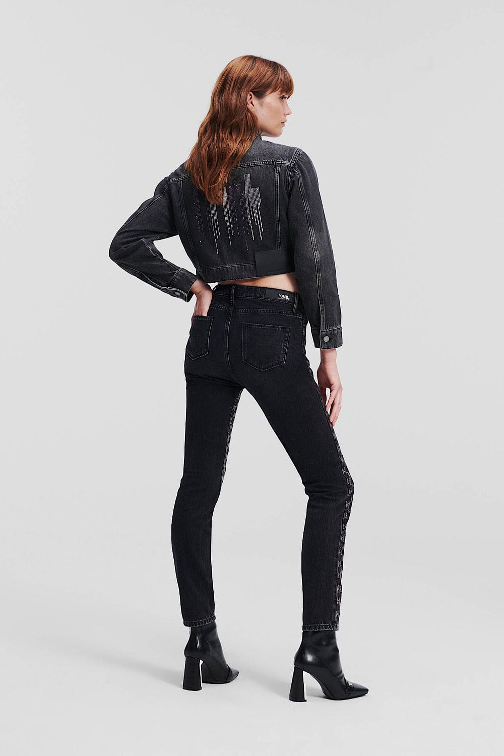 Karl Lagerfeld KL Monogram Girlfriend Jeans Dark Gray 236W1102