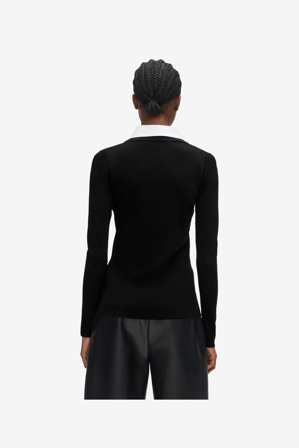 Karl Lagerfeld Contrast Collar Knit Polo Μπλούζα Μαύρη B3W18024 998