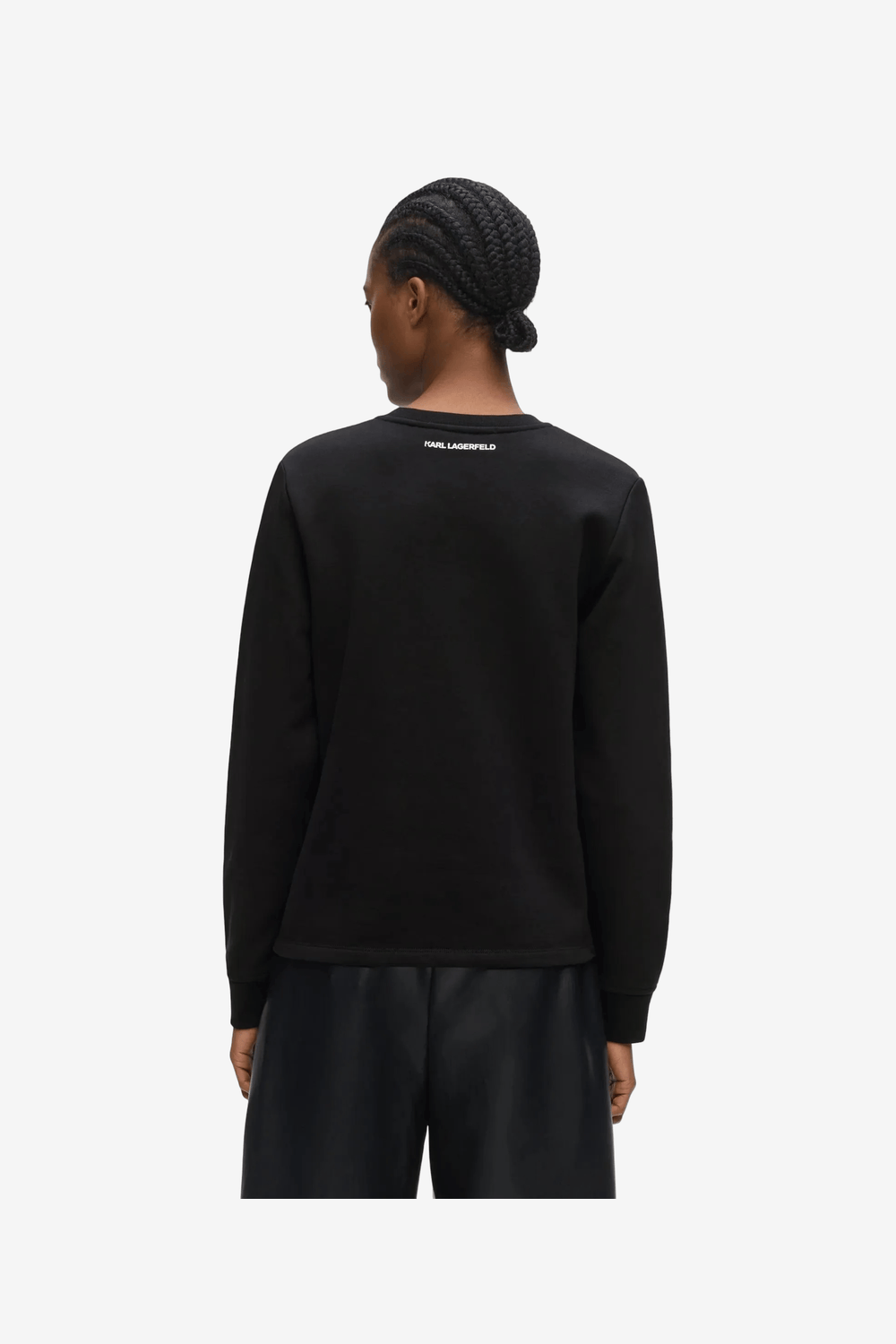 Karl Lagerfeld Signature Faux-Pearl Hem Sweatshirt Black B3W20031 999