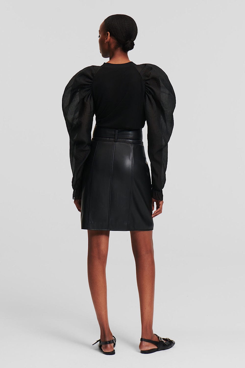 Karl Lagerfeld Faux Leather Biker Skirt Black 245W1200 999