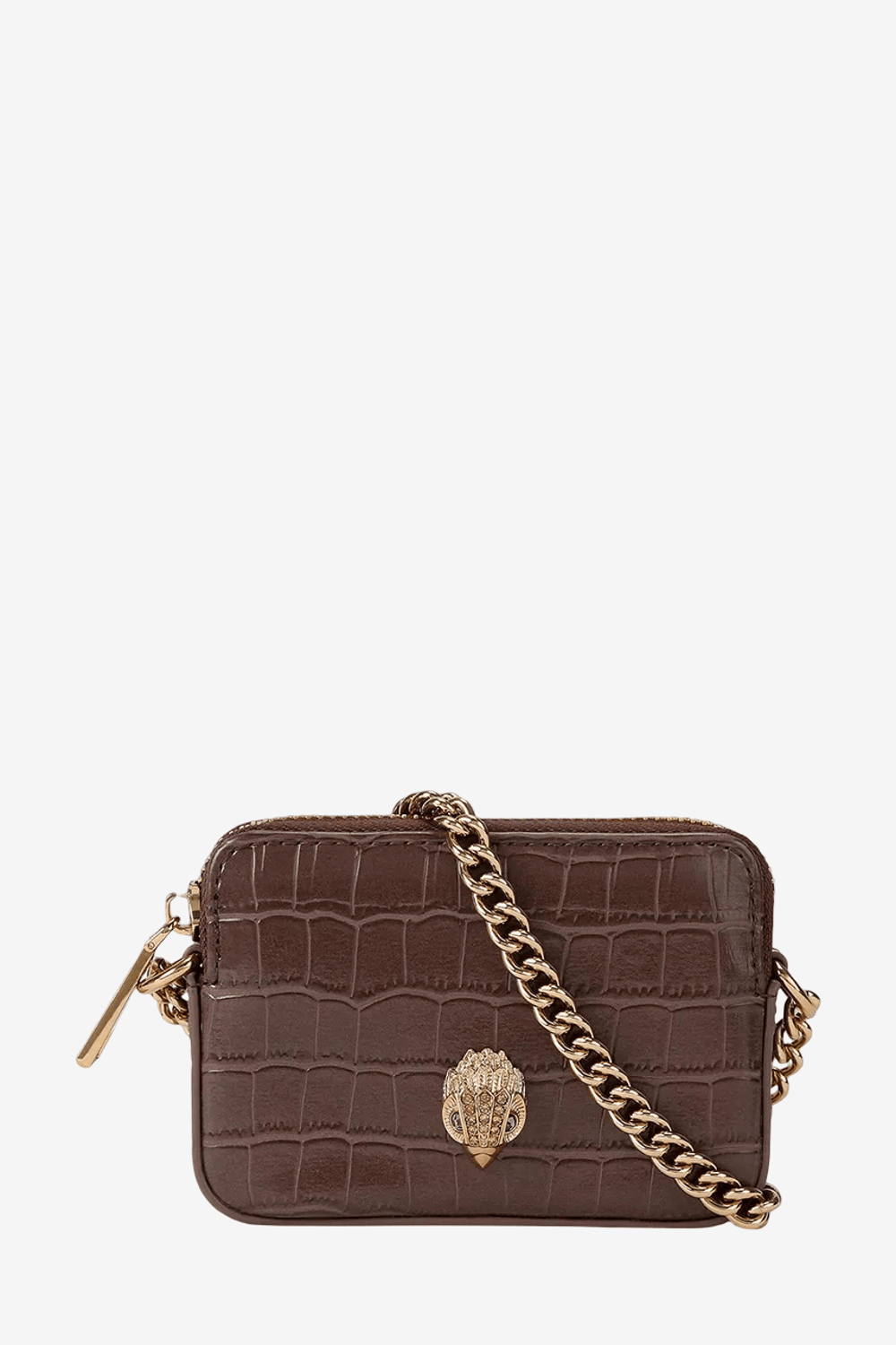 Kurt Geiger Micro Kensington Camera Bag Croco Print Καφέ 3530130409