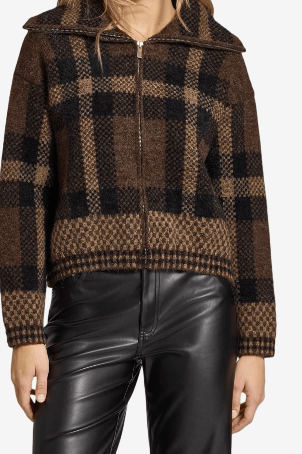 Only Maroon Zip Collar Ζακετα Καφέ 15358211
