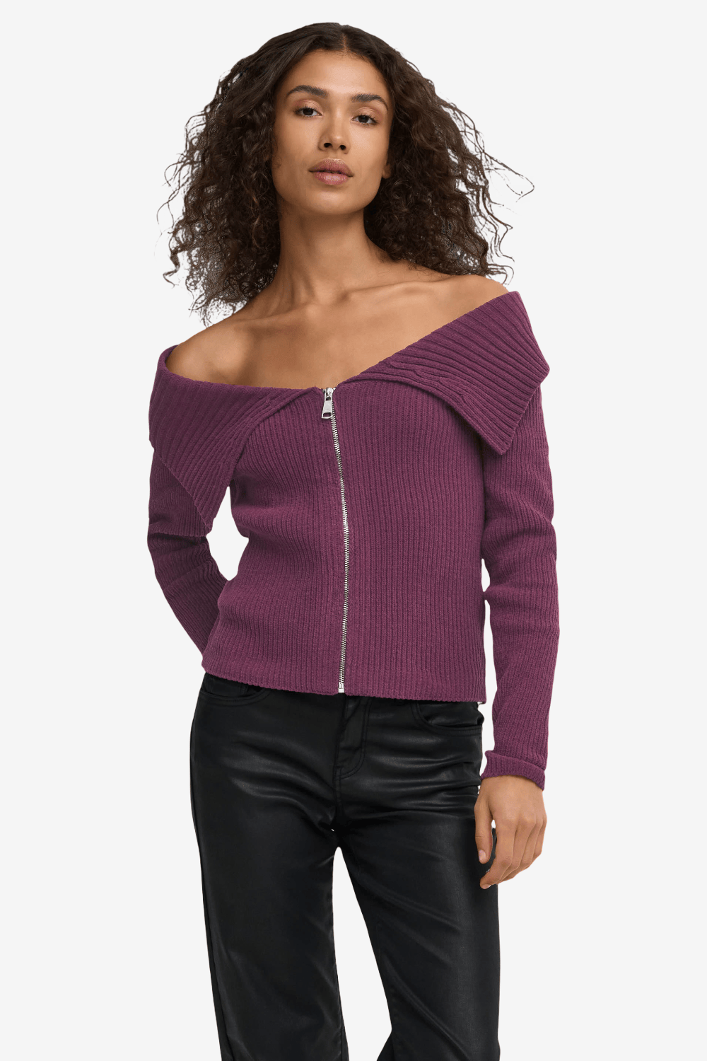 Only Elly Long-sleeved Knitted Blouse Burgundy 15385387