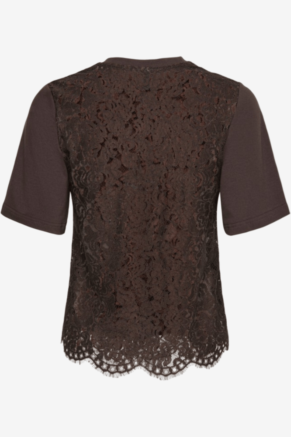 Only Lania T-Shirt με Δαντέλα Καφέ 15383580