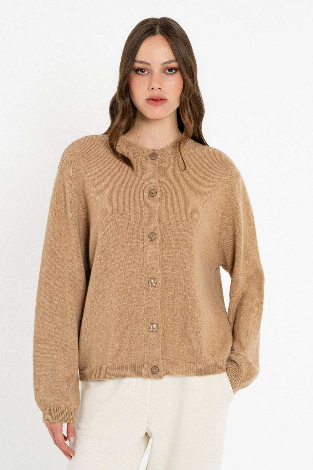 Philosophy Cashmere Cropped Long Sleeve Knitted Cardigan Black KN55106
