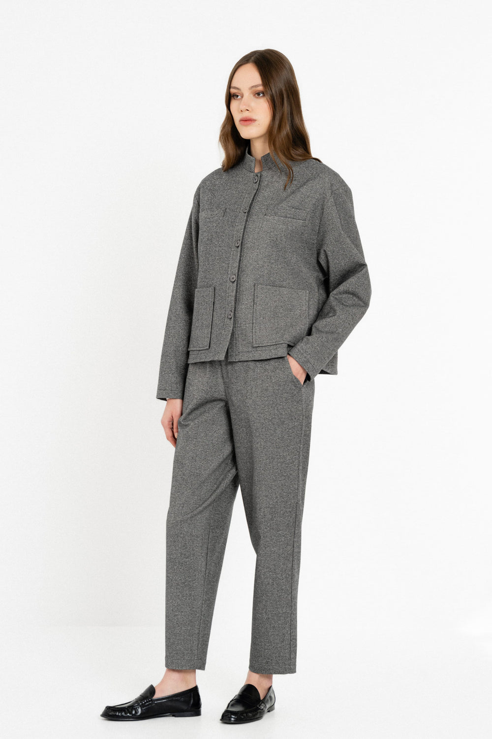 Philosophy T/R Cropped Jacket Γκρι Σκούρο JK88179