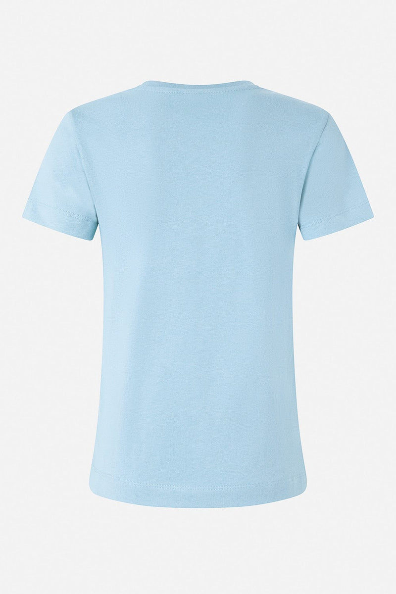 Pinko Bussolotto Short-Sleeved Cotton T-shirt Light Blue