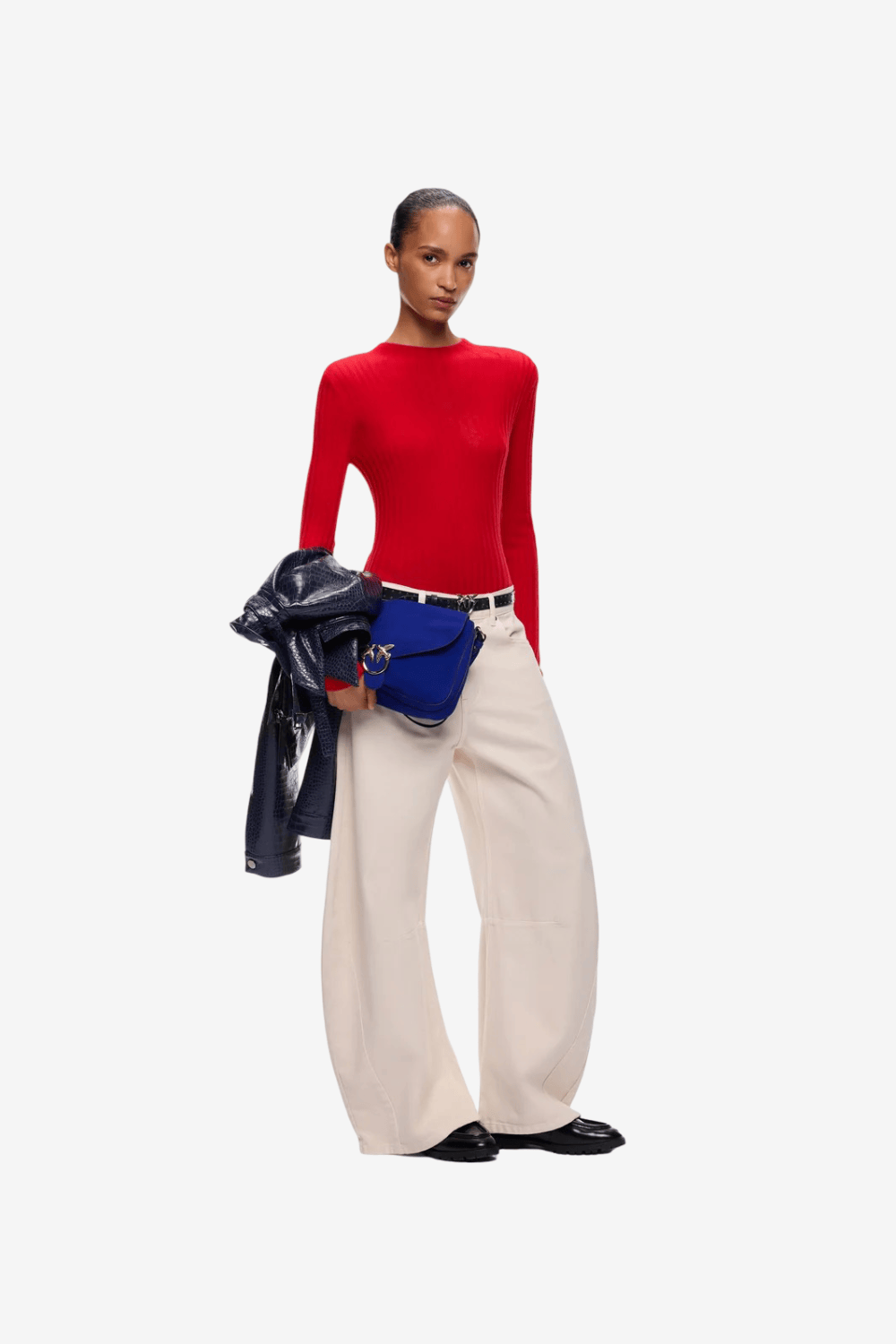 Pinko Muggito Slim Knit Blouse Red 107834 A2Z6 R23