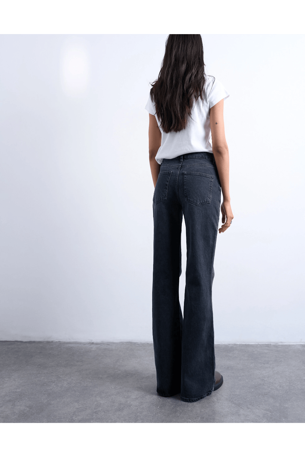 Topshop Marie Flared Denim Trousers Black 31000712