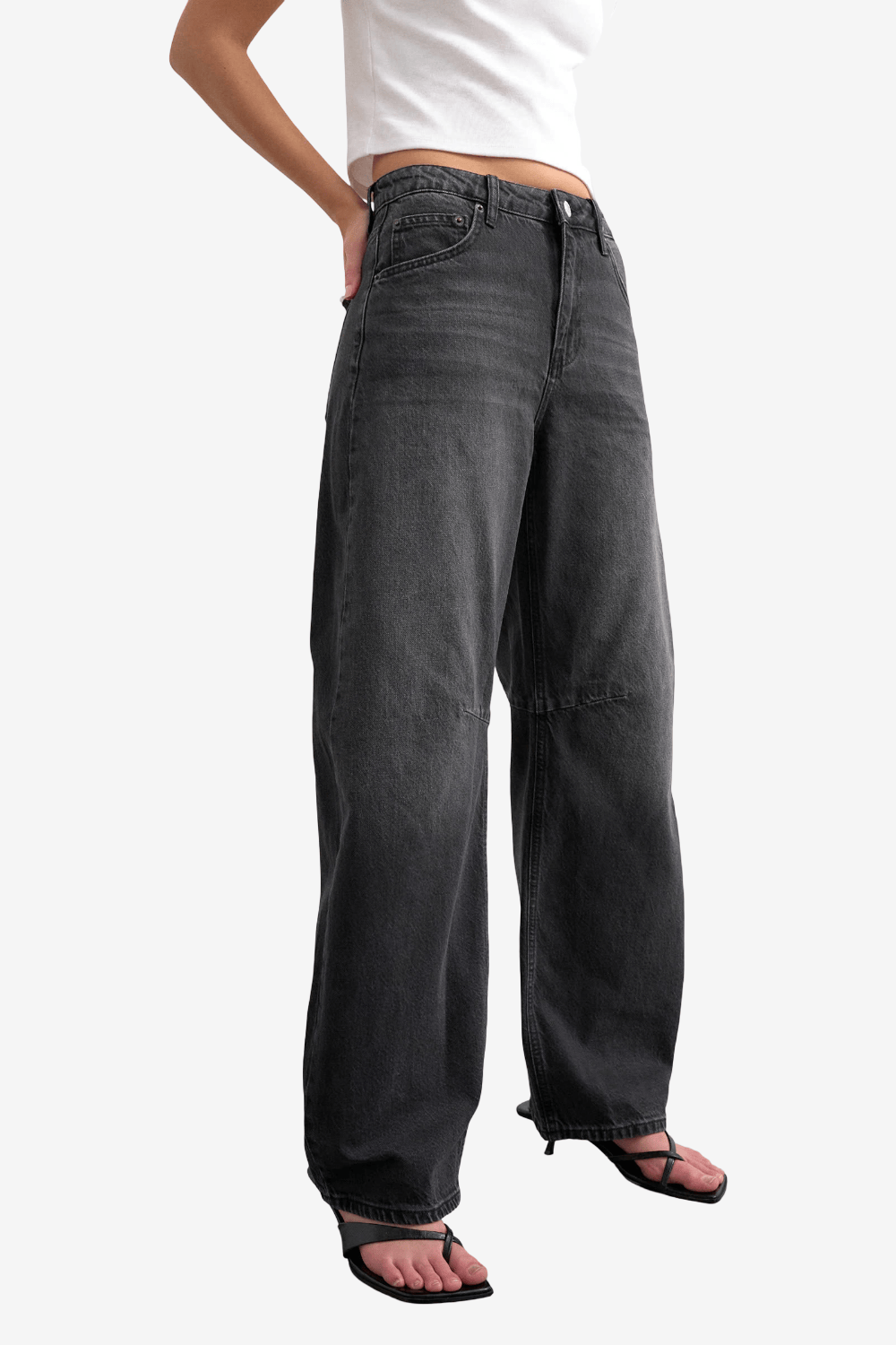Topshop Barrel Fit Jeans Παντελόνι Μαύρο 31001577