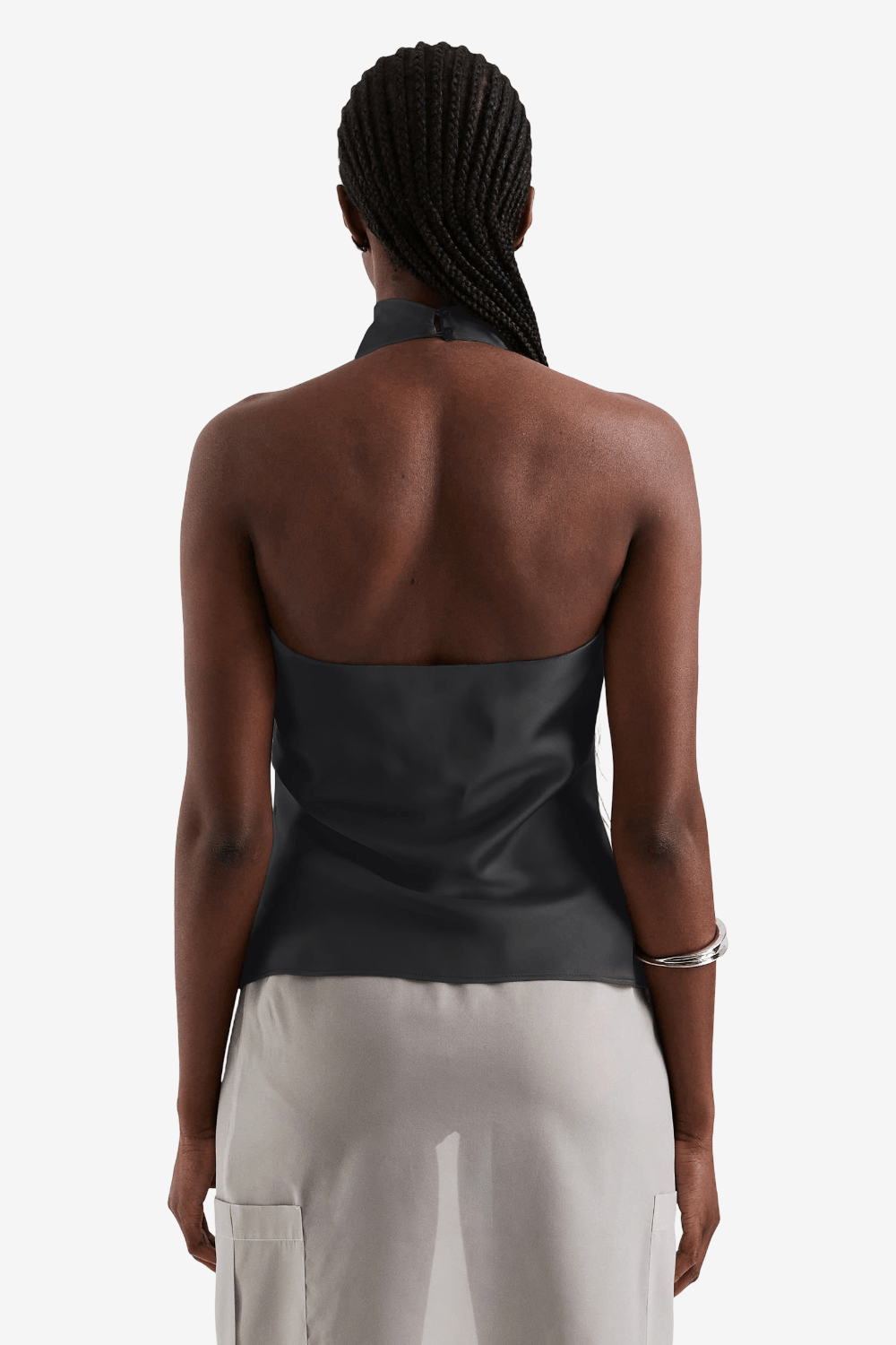 Topshop Deima Satin Αμάνικη Μπλούζα Μαύρη 31002172