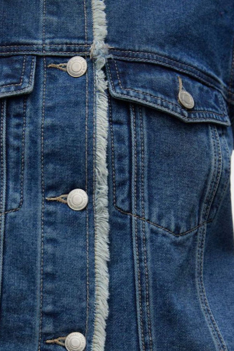 Acid Wash Cropped Denim Jacket Dark Wash Acid Wash Cropped Denim