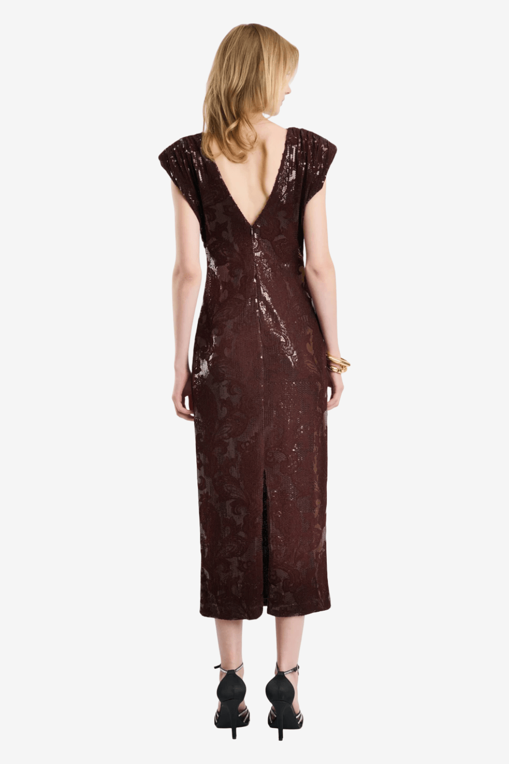 Desiree Midi Φόρεμα με Παγιέτες Καφέ 08.45026