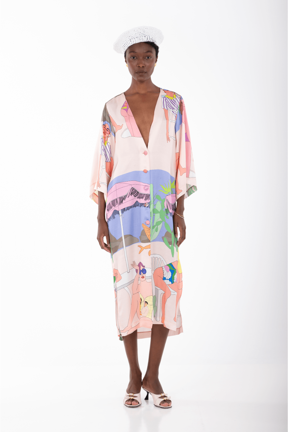 Aenao Beach Nude Kimono Dress  beautycollection.gr