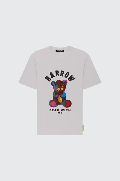 Barrow Unisex T-shirt with Teddy Print Off White S4BWUATH040-BW009