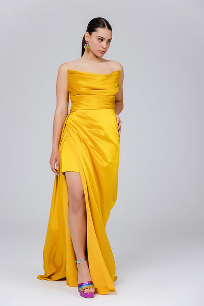 Mikael Βραδινό Maxi Φόρεμα Κίτρινο 46119