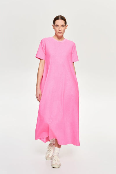 Lumina Midi Κοντομάνικο Φόρεμα Ροζ LC23547