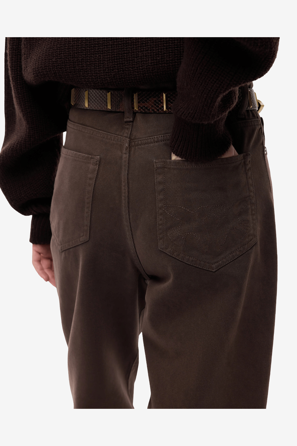 Pinko Estelle Barrel-Fit Bull Denim Παντελόνι Καφέ 103857 A3KU L72