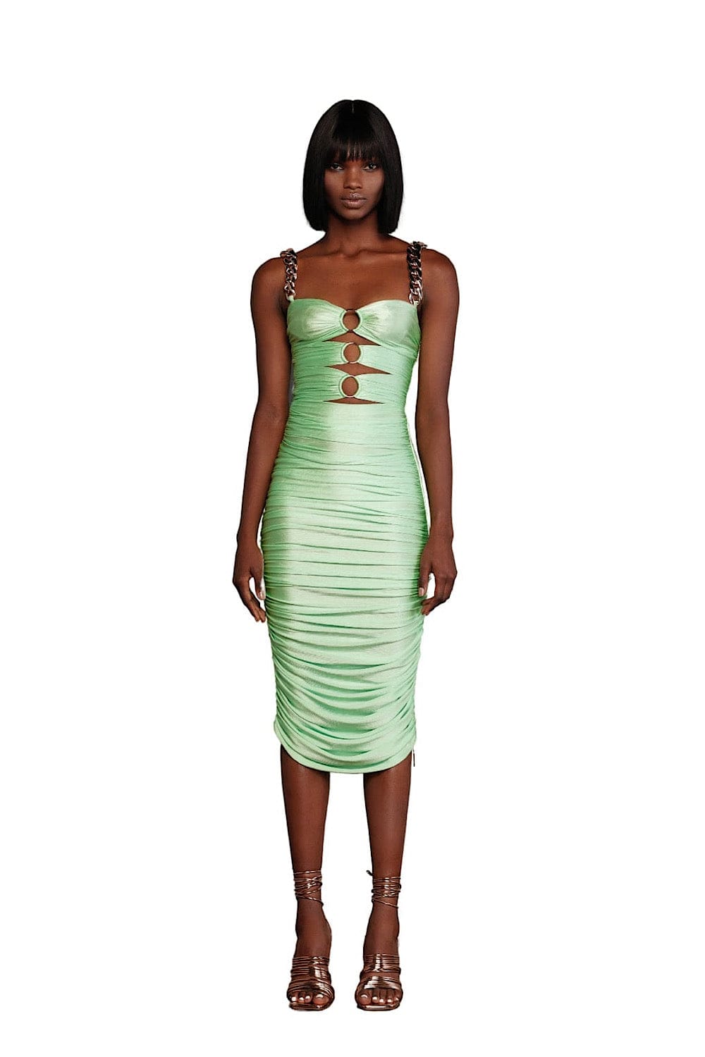 Bronx and Banco Nadia Neon Mint Midi Dress BB 16 068 beautycollection.gr
