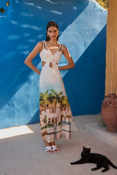 Christelle Nima Maxi Φόρεμα με Ανοίγματα Άσπρο 14.2067C