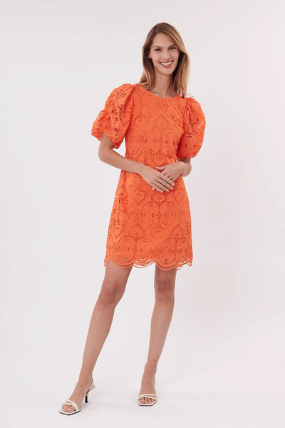 Derhy Sacramento Mini Broderie Φόρεμα Πορτοκαλί P415003