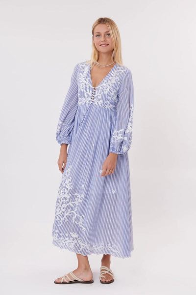 Derhy Saragosse Μακρύ Φόρεμα Ριγέ Μπλε/Άσπρο 15033