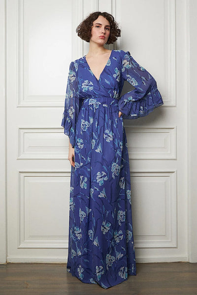 Desiree Εμπριμέ Φόρεμα με Βολάν Μπλε 08.40021