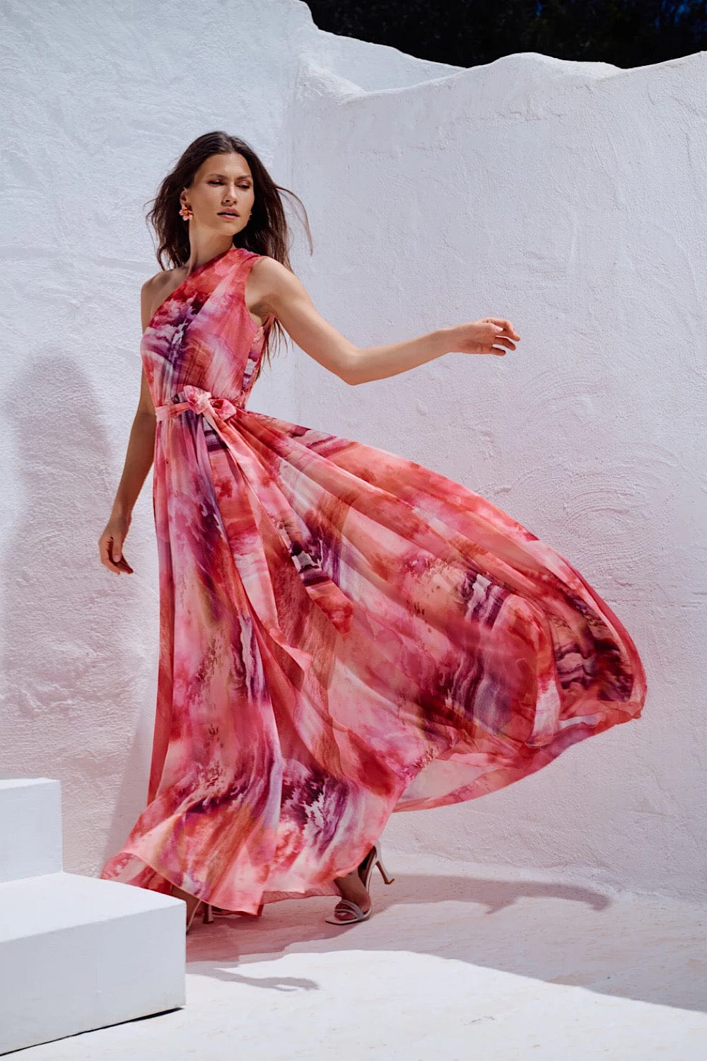 Desiree Maxi Dress with One Shoulder Floral 08.42123 – beautycollection.gr