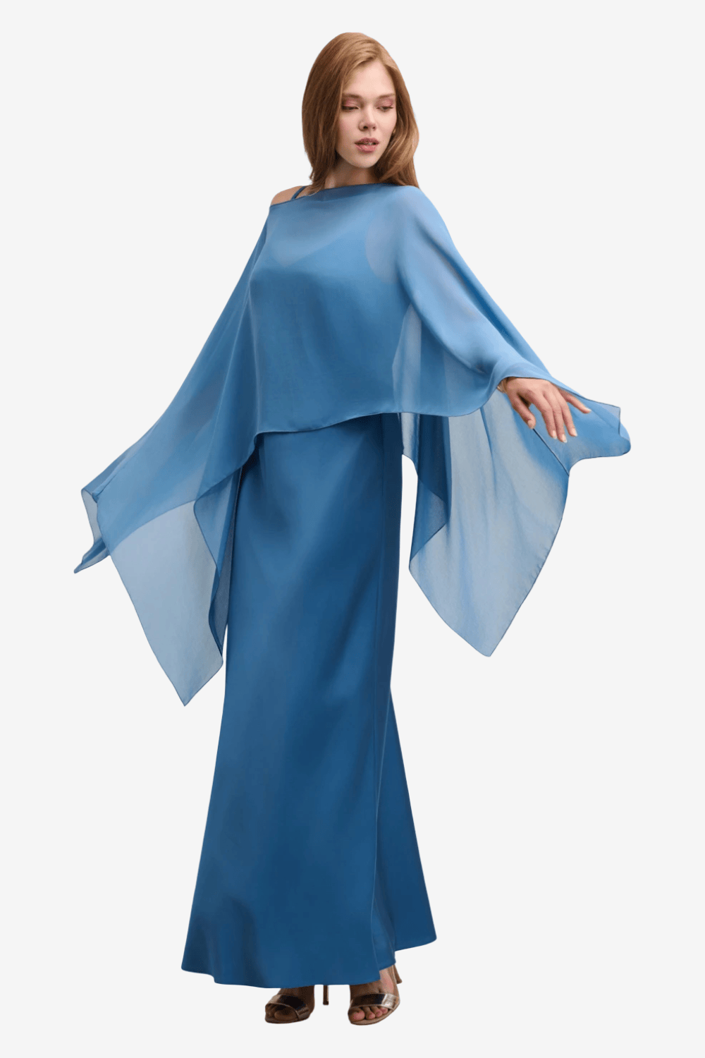 Desiree Maxi Satin Φόρεμα Μπλε 08.45011