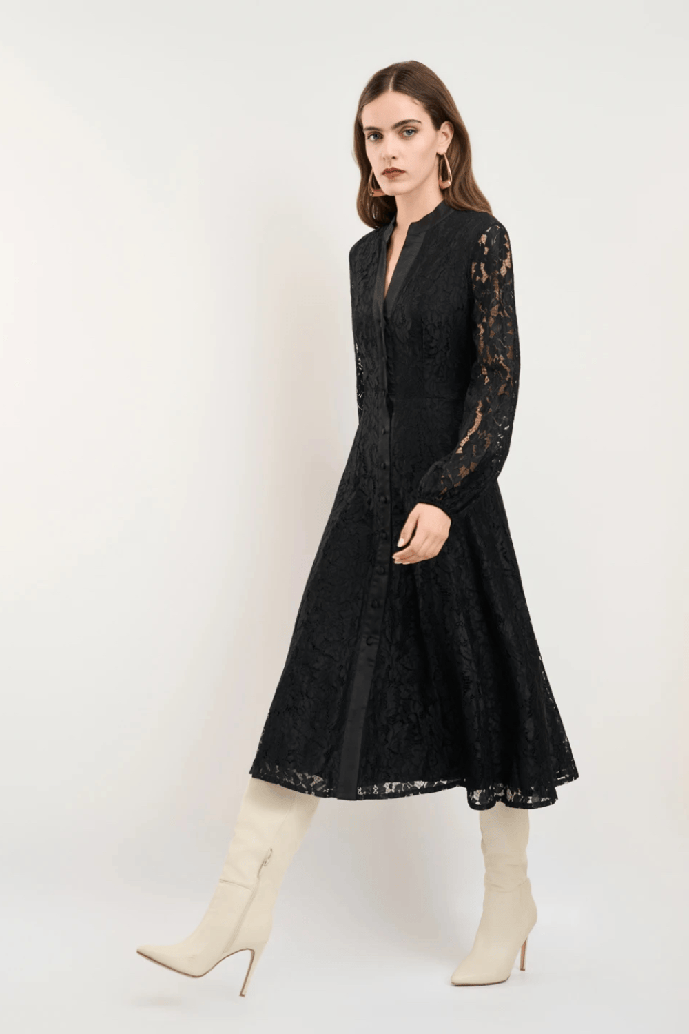 Desiree Lace Midi Dress Black 08.45039