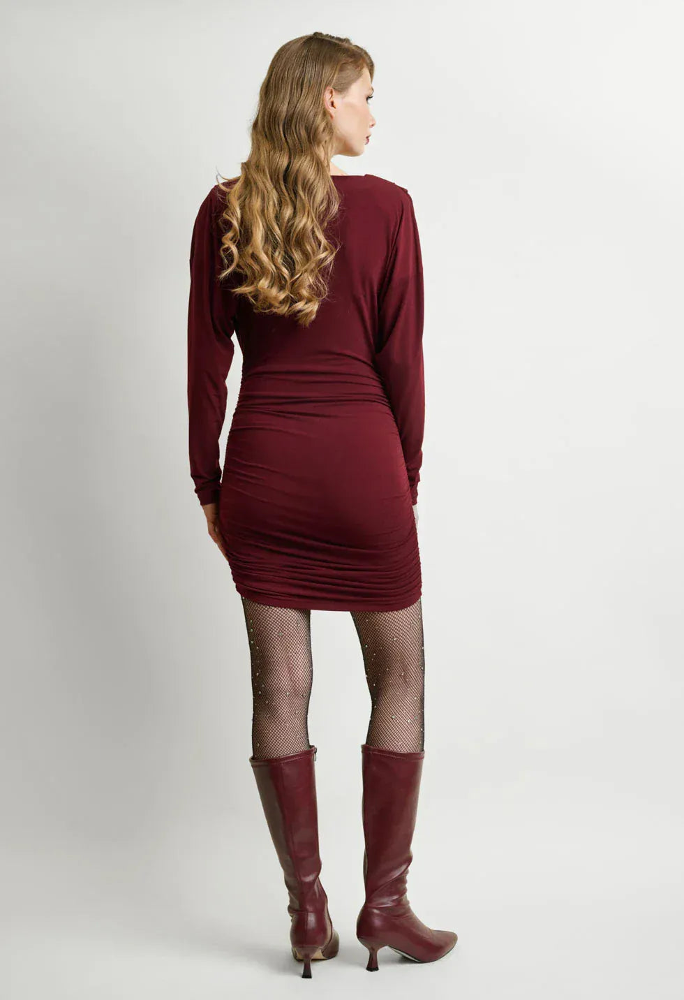 desiree mini dress burgundy with Ruching 08.43088 – Color:MOONLIGH Islamic Swimming Modest Swimwear quinceañera dresses