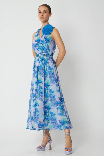 Desiree Μίντι Φόρεμα Εμπριμέ με Λουλούδι Μπλε 08.40103
