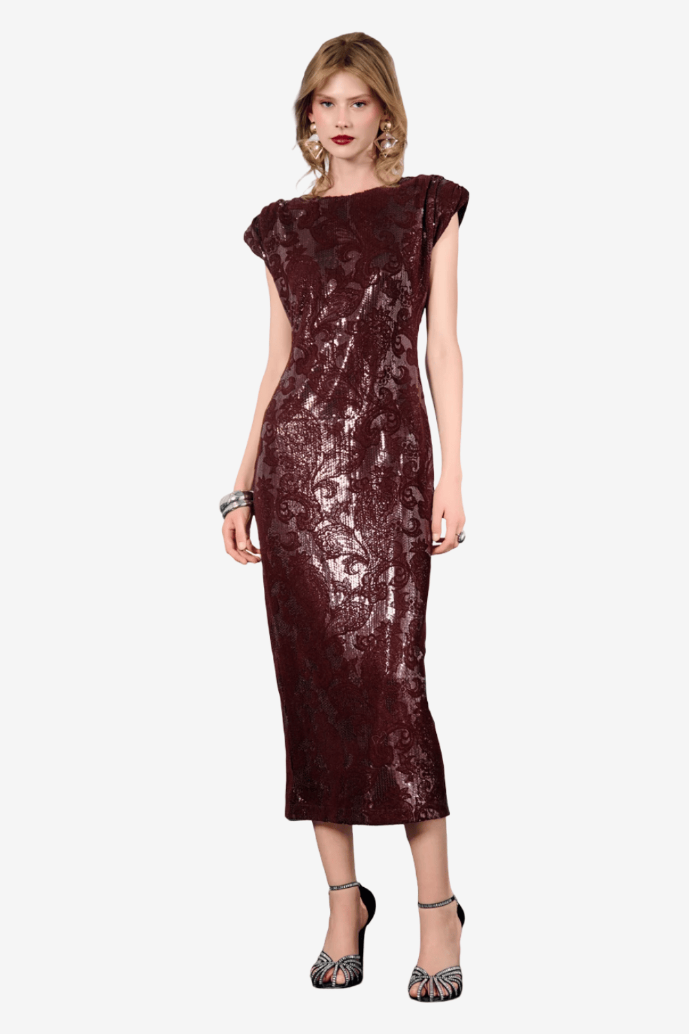 Desiree Midi Sequin Dress Brown 08.45026