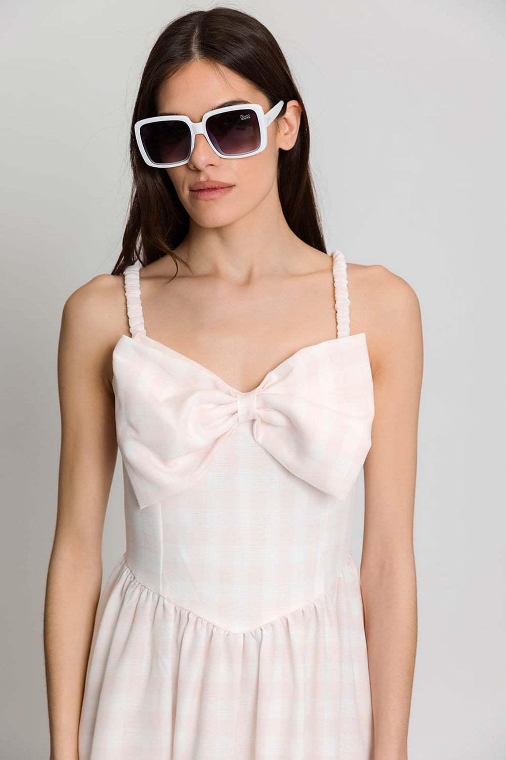 Elli White Midi Καρό Φόρεμα Ροζ 60391JR