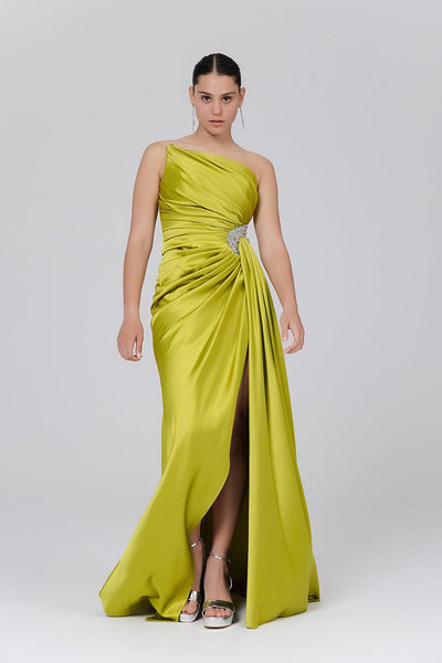 Emely Βραδινό Strapless Φόρεμα Lime R5029-112