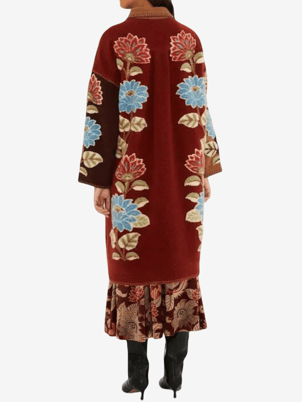 Farm Rio Mixed Delhi Floral Midi Fleece Coat 361354