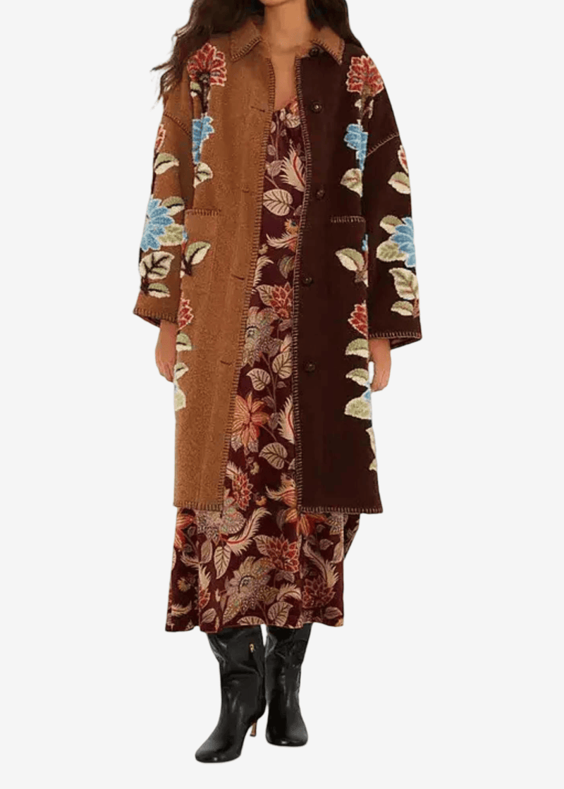 Farm Rio Mixed Delhi Floral Midi Fleece Παλτό 361354