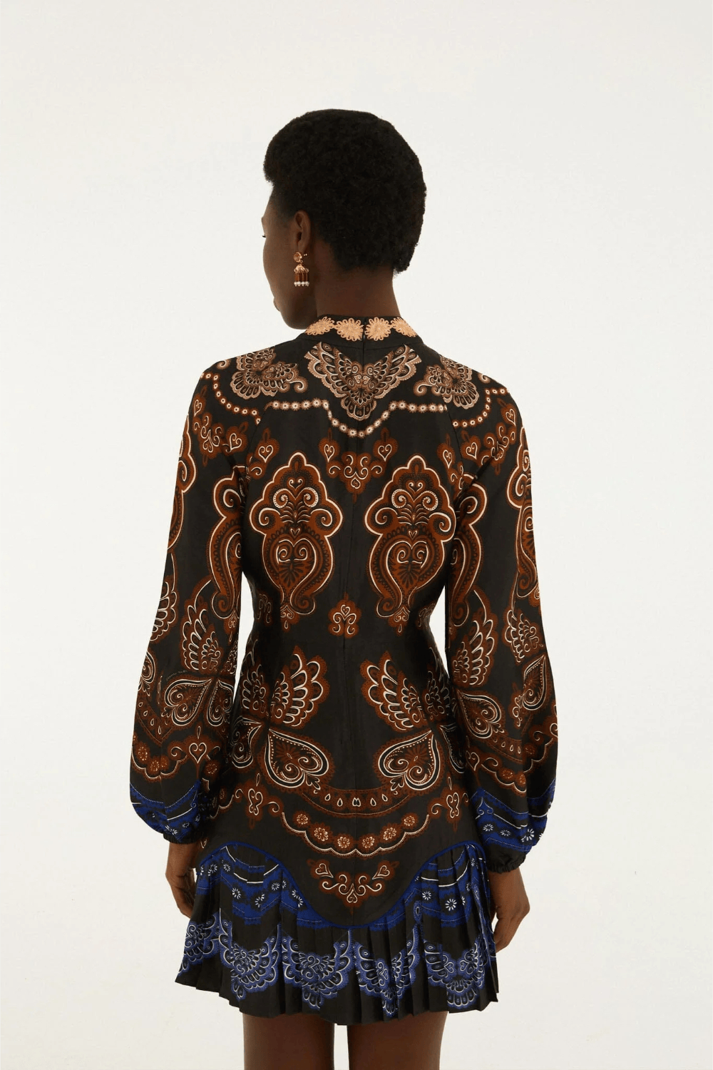 Farm Rio Nicole Ruffled Long Sleeve Mini Φόρεμα Μαύρο 360960