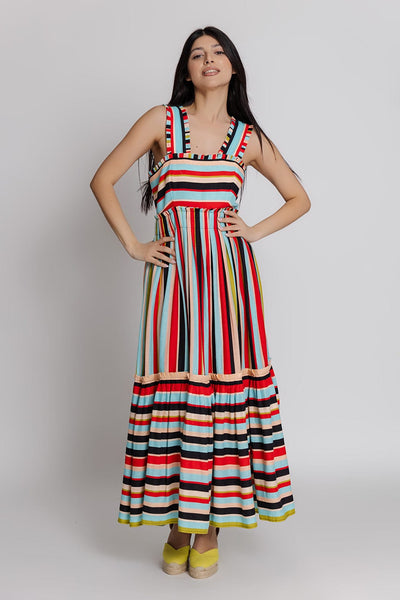 Farm Rio Maxi Φόρεμα Color Stripes 317658